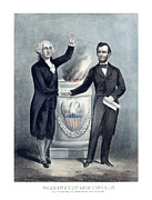 Washington And Lincoln Shaking Hands Painting by War Is Hell Store