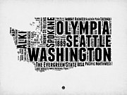 Washington Word Cloud Map 2 Digital Art by Naxart Studio