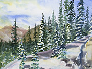 Watercolor - Winter Snow-covered Landscape Painting by Cascade Colors Watercolor - Winter Snow-covered Landscape Painting by Cascade Colors