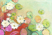 Waterlillies at Dusk No 2 Painting by Jennifer Lommers