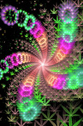 Weed Art Colorful Marijuana Symbols green pink Digital Art by Matthias Hauser
