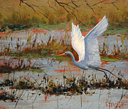 Wetland Heron Painting by Graham Gercken