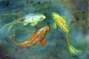 Whispering Koi Painting by Amy Kirkpatrick