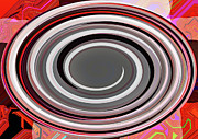 White Red And Gray Spiral Abstract Digital Art by Tom Janca