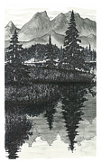 Wilderness Reflections Drawing by Jonathan Baldock