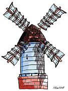 Windmill Digital Art by Piotr Dulski
