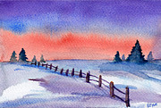 Winter fence Painting by Clara Sue Beym Winter fence Painting by Clara Sue Beym