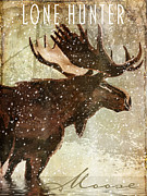 Winter Game Moose Painting by Mindy Sommers