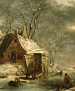 Winter Scene Painting by Jan Beerstraten