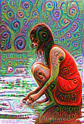 Woman with dog head deep dream wild and crazy Digital Art by Matthias Hauser