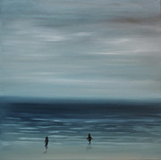 Women on the Beach Painting by Tone Aanderaa