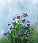 Wood Violets Painting by Katherine Miller