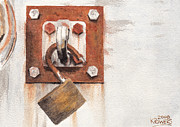 Work Trailer Lock Number Two Painting by Ken Powers