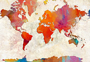 World Map - Rainbow Passion - Abstract - Digital Painting 2 Digital Art by Andee Design
