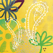Yellow Paisley Garden Painting by Linda Woods