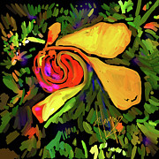 Yellow Swirl Painting by DC Langer