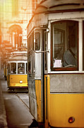 Yellow Trams of Lisbon Portugal  Photograph by Carol Japp