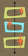 Yellow Turquoise Orange Mid Century Rectangles Digital Art by Donna Mibus
