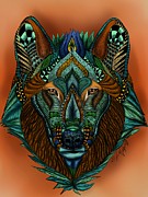 Zentangle Inspired Art- Wolf Colored Painting by Becky Herrera