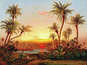 A Southern Landscape With Palms In The Evening Light Painting by Joseph Firmenich A Southern Landscape With Palms In The Evening Light Painting by Joseph Firmenich