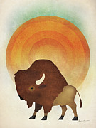 Blazing Sun Bison #1 Drawing by Ryan Fowler