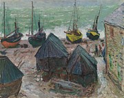 Boats On The Beach At Etretat Painting by Claude Monet