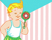 Boy with rattle #1 Drawing by CSA Images