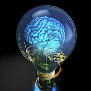 Brain Power And Light Bulb #1 Photograph by Science Photo Library