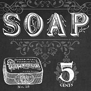 Chalkboard Bath Signs I #1 Painting by June Erica Vess