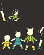 Children Walking #1 Drawing by CSA Images Children Walking #1 Drawing by CSA Images