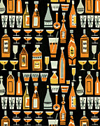 Cocktails and Liquor Bottle Pattern #1 Drawing by CSA Images Cocktails and Liquor Bottle Pattern #1 Drawing by CSA Images