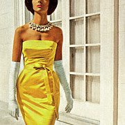 Elegant Woman Wearing Yellow Dress #1 Drawing by CSA Images Elegant Woman Wearing Yellow Dress #1 Drawing by CSA Images