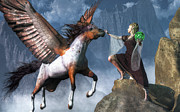 Elf Summoning A Pegasus #1 Painting by Daniel Eskridge