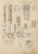 Folio f 10r. Codex Madrid I -Ms. 8937- 'Treaty of statics and mechanics', 192 folios with 384 pag... #1 Drawing by Album