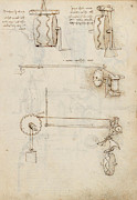 Folio f 8r. Codex Madrid I -Ms. 8937- 'Treaty of statics and mechanics', 192 folios with 384 page... #1 Drawing by Album