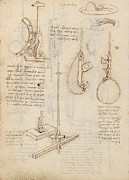 Folio f 9v. Codex Madrid I -Ms. 8937- 'Treaty of statics and mechanics', 192 folios with 384 page... #1 Drawing by Album