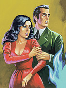 Frightened Couple #1 Drawing by CSA Images