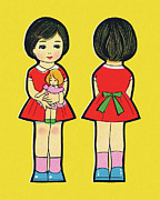 Girl Front and Back #1 Drawing by CSA Images Girl Front and Back #1 Drawing by CSA Images