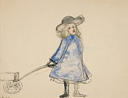 Girl Pulling Wagon Painting by Charles Demuth