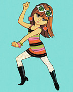 Groovy dancing chick #1 Drawing by CSA Images