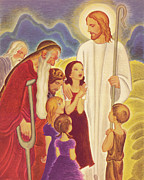 Jesus With Children and The Eldery #1 Drawing by CSA Images Jesus With Children and The Eldery #1 Drawing by CSA Images