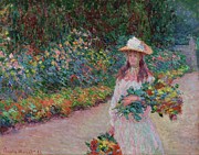 Jeune Fille Dans Le Jardin De Giverny Painting by Claude Monet