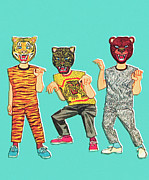 Kids in costume #1 Drawing by CSA Images