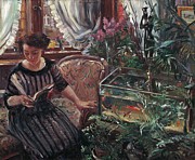 Lady At The Goldfish Basin Painting by Lovis Corinth Lady At The Goldfish Basin Painting by Lovis Corinth