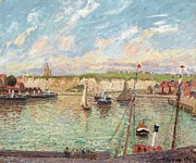 Lavant-port De Dieppe, Apres-midi, Temps Lumineux Painting by Camille Pissarro
