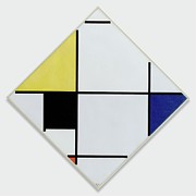 Lozenge Composition With Yellow, Black, Blue, Red, And Gray Painting by Piet Mondrian