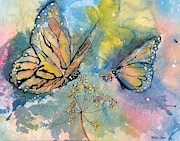 Monarch Butterflies #1 Painting by Midge Pippel
