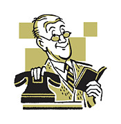 Older Gentleman with Little Black Book and Telephone #1 Drawing by CSA Images Older Gentleman with Little Black Book and Telephone #1 Drawing by CSA Images