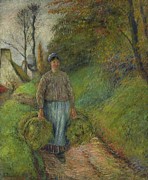 Peasant Woman Carrying Two Bundles Of Hay Painting by Camille Pissarro Peasant Woman Carrying Two Bundles Of Hay Painting by Camille Pissarro