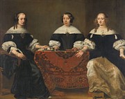 Portrait Of The Three Regentesses Of The Leprozenhuis, Amsterdam, C.1668 Painting by Ferdinand Bol